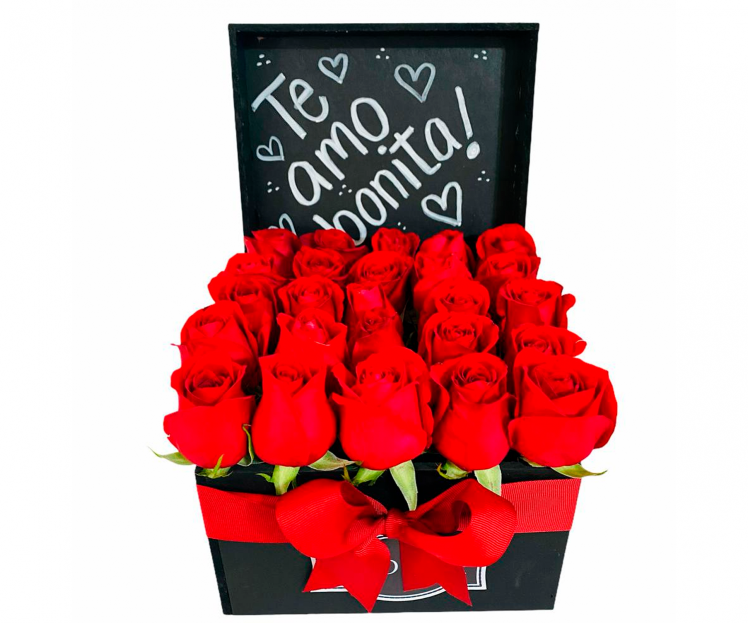 Arreglo Encanto – 25 Rosas en Caja Negra