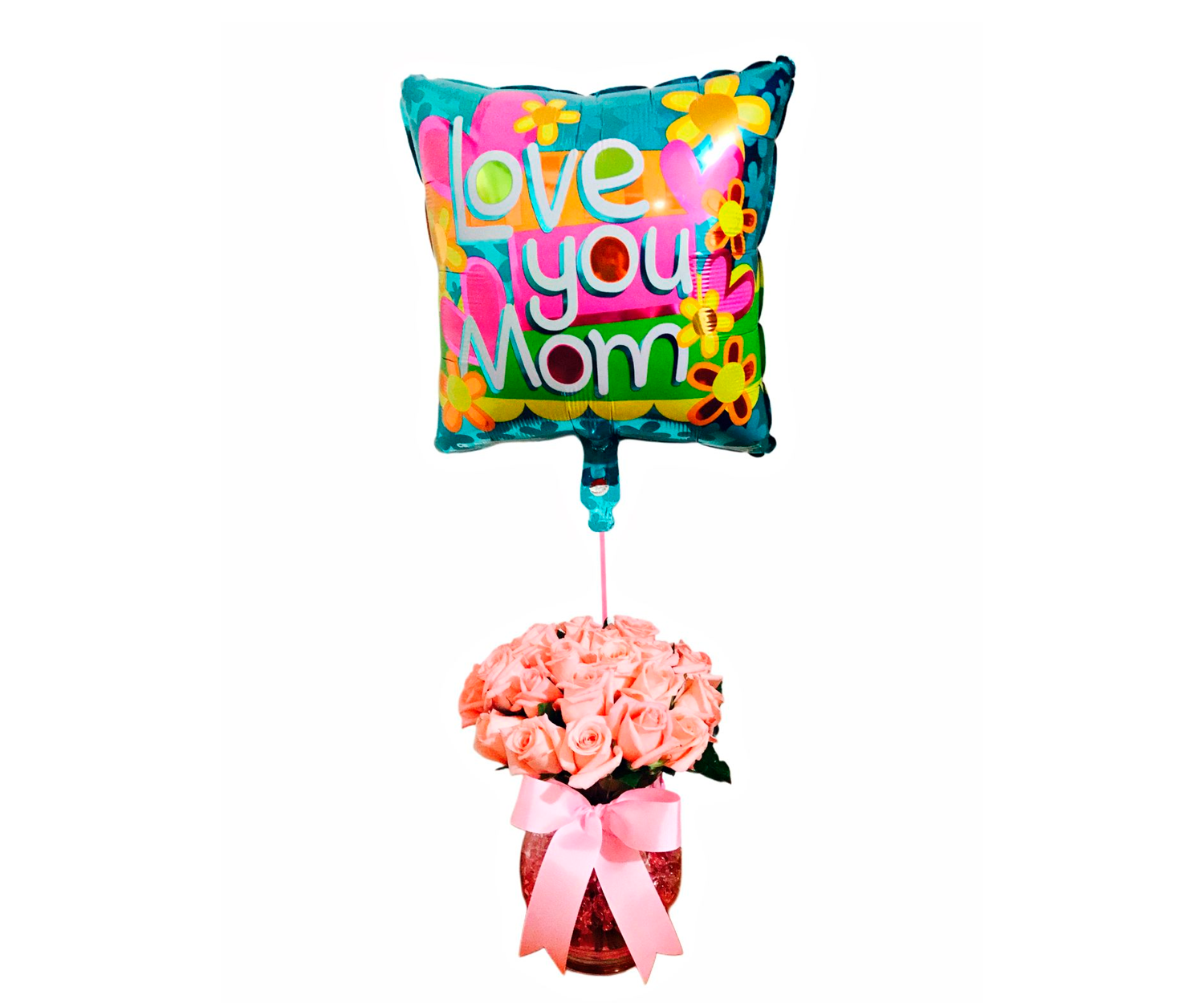 Rosas y Globo – 15 Rosas